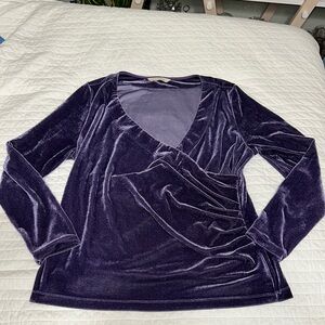 Soft Surroundings Deep Purple Velvet Top read all Large  petite?